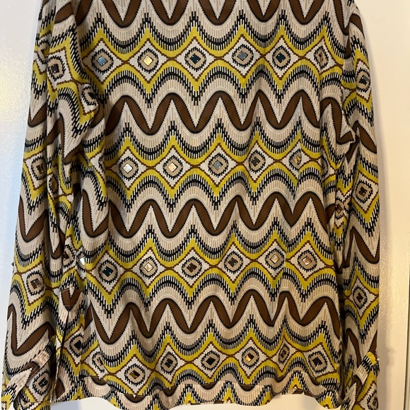 Tori Burch top with mirrored accents, brown and yellow, size 12 - Picture 5 of 5